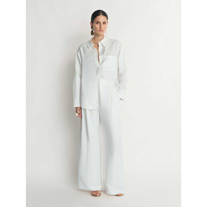Veronika Maine Drapey Viscose Linen Relaxed Shirt image number 3